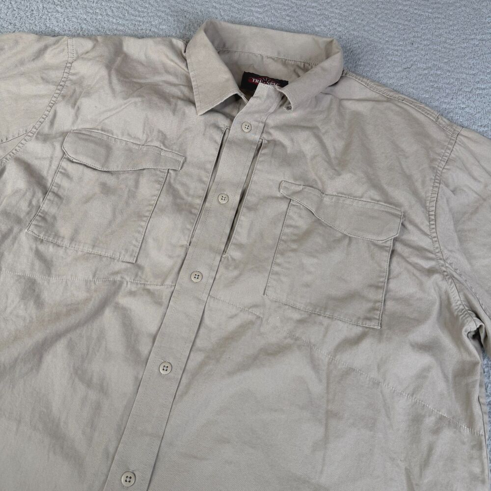 TRU SPEC Shirt Men XL Khaki Tactical Safari Short Sleeve Military Utility Button